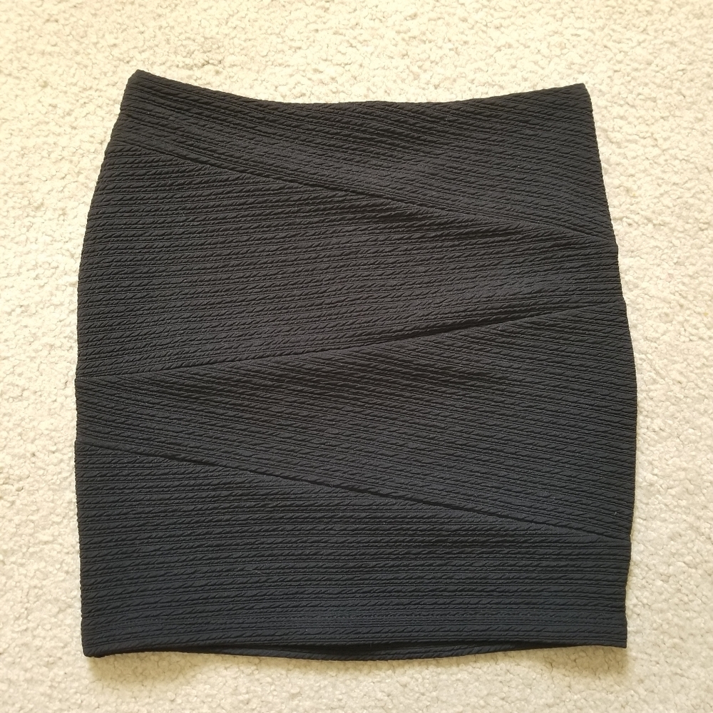Black Asymmetrical Rib Miniskirt
